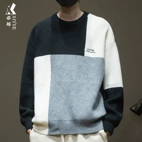 希越重磅700g北极绒毛衣男冬季新款男士宽松大码针织衫保暖毛线衣商品大图