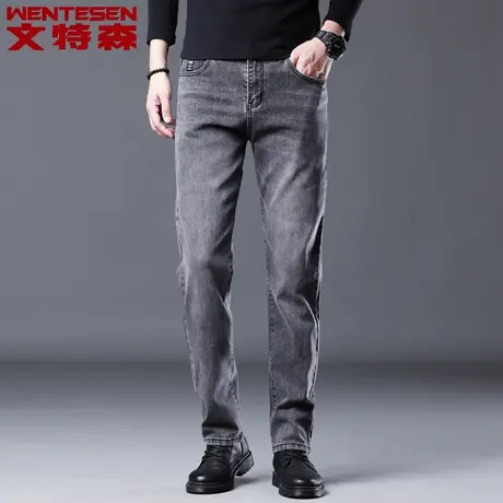 秋季新款小直筒牛仔裤男直筒修身型潮流时尚宽松休闲青年潮牌男裤商品大图