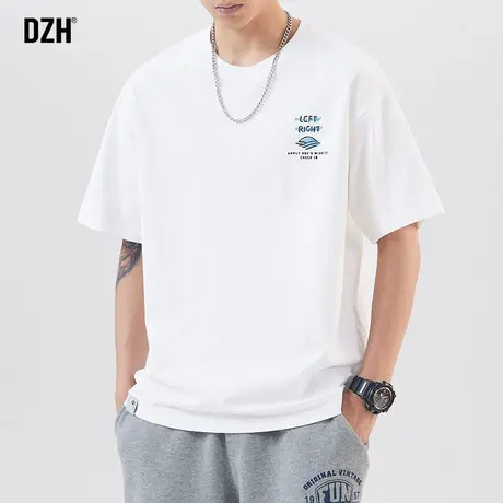 男生白色纯棉半袖男款夏季宽松t恤ins潮牌上衣潮流百搭短袖体恤衫商品大图