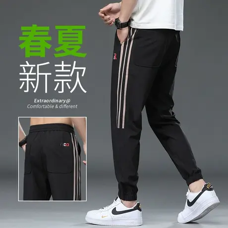 春夏季九分哈伦工装休闲裤男士束脚宽松侧边条纹痞帅炸街爆款夏裤商品大图