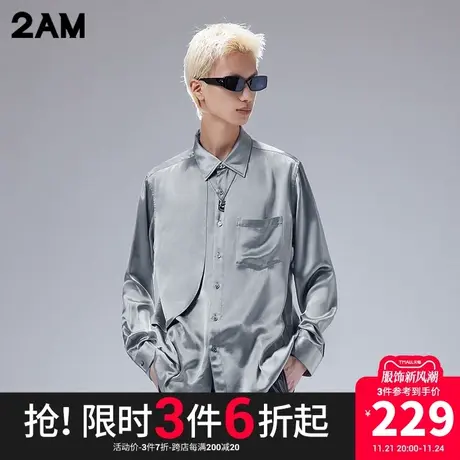 卡宾潮牌2AM气质垂感宽松休闲衬衫商品大图