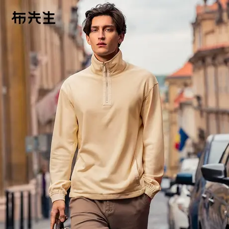 MrBu布先生半拉链高领纯色卫衣男秋冬微廓形宽松上衣KT01933商品大图