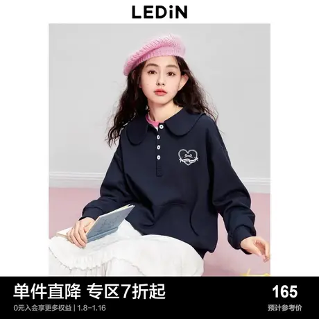 乐町甜美娃娃领上衣可爱俏皮套头衫2023年秋季新款翻领宽松卫衣图片
