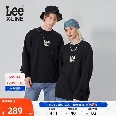 LeeXLINE23秋冬新品舒适金属效果印花米色男女同款卫衣LUT0072182图片