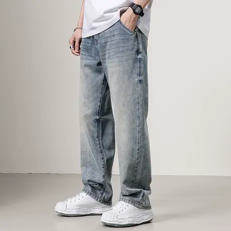 Modi Nick/摩帝尼克哈伦裤复古水洗休闲牛仔裤直筒裤男士宽松大码商品大图