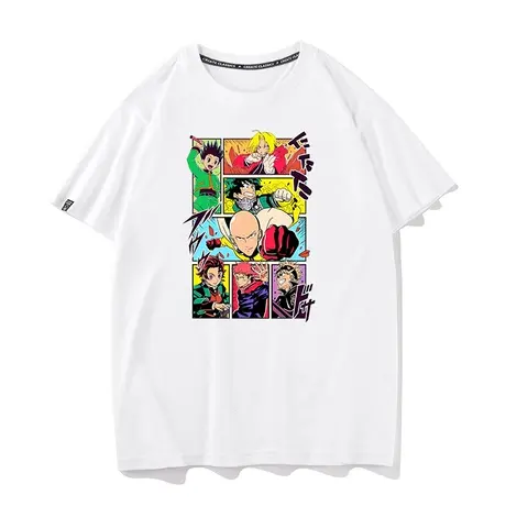 秀洛一拳超人灶门炭治郎富力士周边衣服卡通动漫宽松纯棉短袖t恤图片