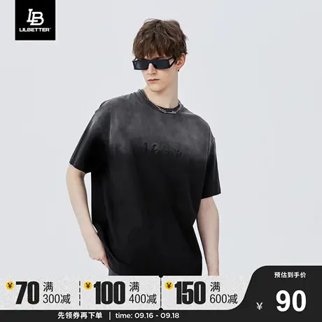 Lilbetter男士短袖渐变印花体恤新款男生街头上衣美式休闲男装潮图片