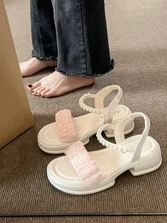 仙女风凉鞋女配裙子2023年夏季新款时尚孕妇鞋厚底外穿罗马沙滩鞋商品大图