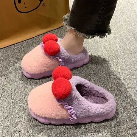 包头棉拖鞋女室内家居防滑保暖毛绒2023新款厚底毛毛拖鞋女款秋冬商品大图