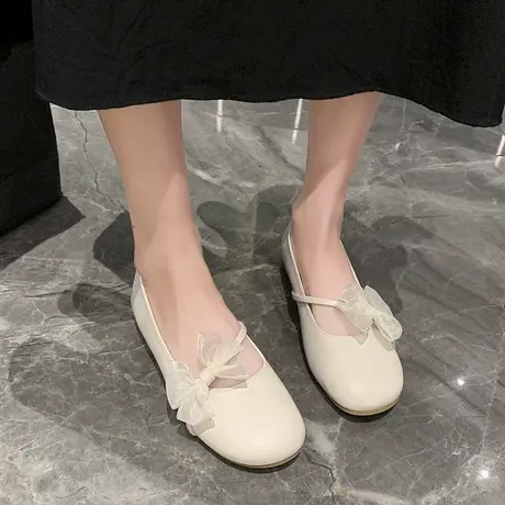 玛丽珍鞋2023年春夏季新款百搭浅口平底搭配裙子单鞋女四季豆豆鞋商品大图