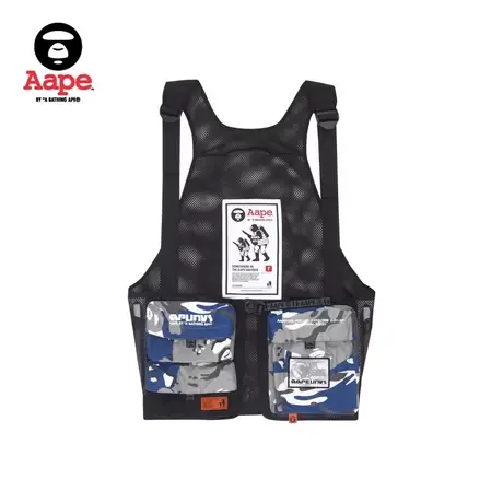 Aape旗舰店男装秋款简约印花迷彩大口袋拼接背带机能马甲7505XAI图片