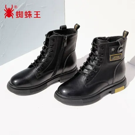 蜘蛛王断码清仓正品马丁靴女真皮2022冬商场新款短靴子女加绒拼色图片