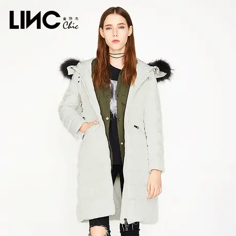 断码清仓LINC金羽杰羽绒服女2023反季连帽毛领长款加厚女款羽绒服商品大图