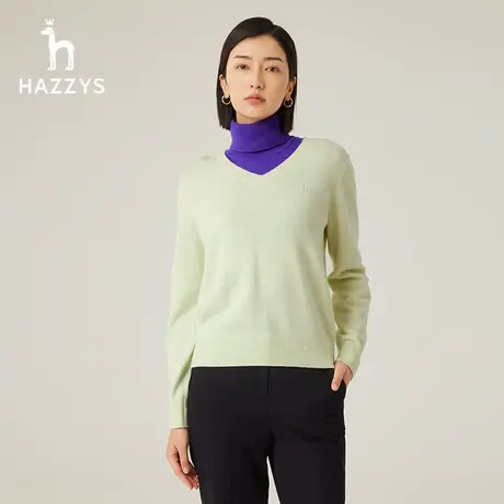 【商场同款】Hazzys哈吉斯两件套羊毛衫女士秋冬季新款毛衣针织衫商品大图