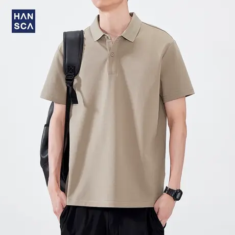 hansca 210g玉蚕丝珠地短袖polo衫男夏季薄款透气抗菌凉感翻领t恤商品大图