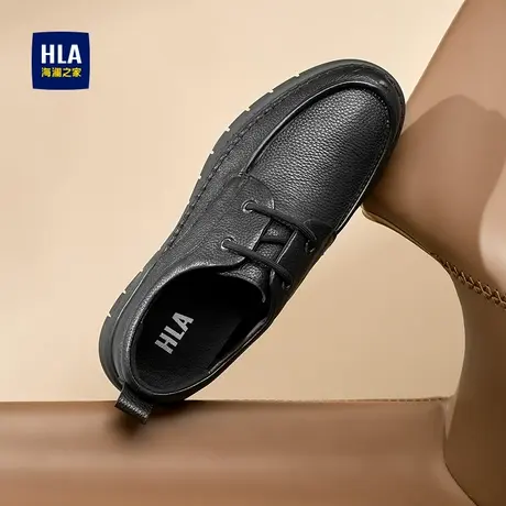 HLA/海澜之家男鞋2025新款外穿百搭休闲防滑软底正装真皮皮鞋男士商品大图