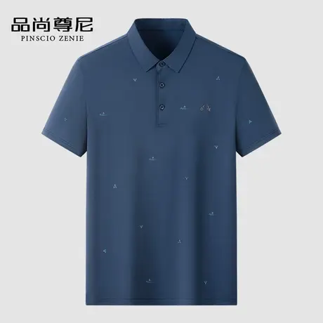 【凉感冰丝】男士上衣夏季满身印花POLO衫弹力翻领短袖T恤爸爸装商品大图