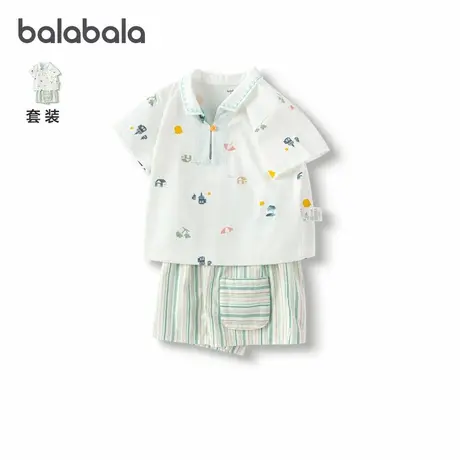 巴拉巴拉男童短袖套装婴儿POLO领两件套宝宝衣服2025夏装新款童装图片