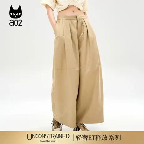 a02【ET释放系列】美拉德卡其色裤子女2025秋季新款设计感长裤图片