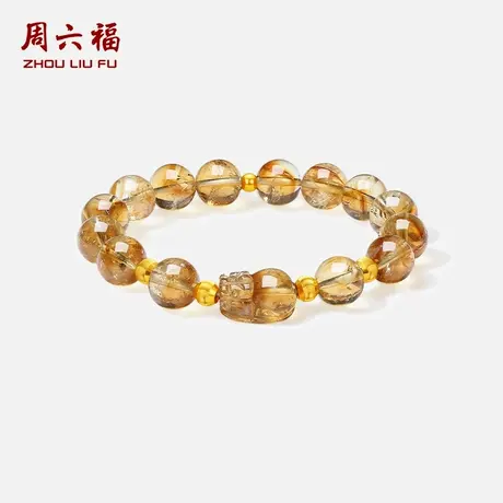 周六福黄金3d硬金黄晶手串定价女款貔貅手串旗舰店七夕礼物送女友图片