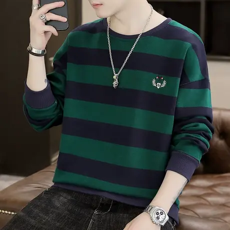 长袖卫衣男士秋季ins潮流打底衫衣服学生潮牌宽松条纹t恤上衣秋装商品大图