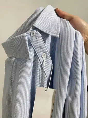 复古条纹长袖衬衣女春秋2023年新款宽松纯棉衬衫港味chic上衣外套图片