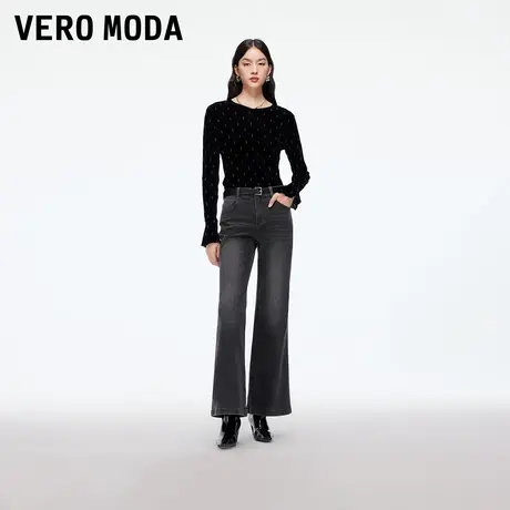 Vero Moda牛仔裤2025秋冬新款含棉复古腰带微喇马蹄裤325432016商品大图