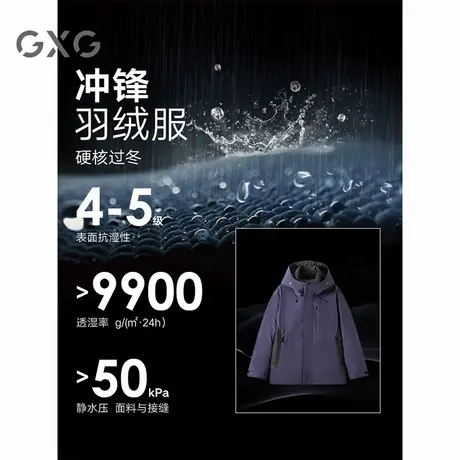 GXG男装 羽绒服男撞色户外运动羽绒服通勤外套24年冬季品图片
