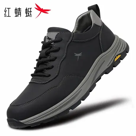 红蜻蜓男鞋秋冬新款鞋子防滑耐磨户外休闲运动鞋男防水旅游鞋真皮商品大图