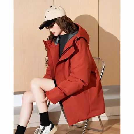 唐狮秋冬季女款连帽羽绒外套夹克服加厚保暖羽绒服设计感时尚TD商品大图