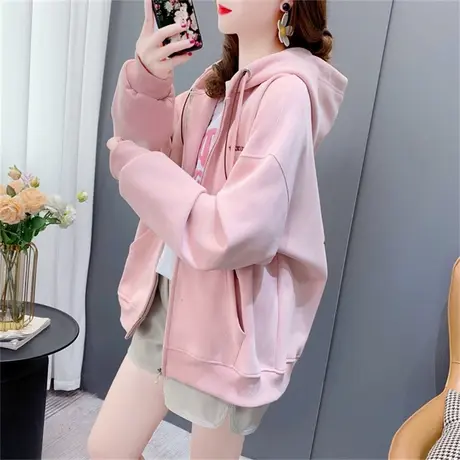 宽松慵懒风连帽卫衣开衫女2023年新款春季百搭设计感洋气上衣外套商品大图