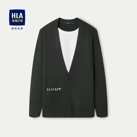 HLA/海澜之家双领针织衫2023秋季新款时尚有型保暖套头衫假两件男商品大图