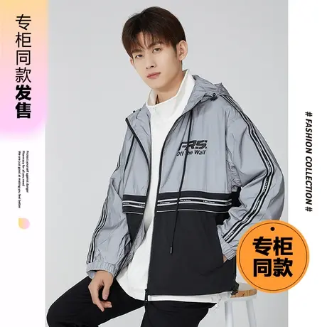 [商场同款]唐狮春秋季外套男款反光拼接后背字母印花外套时尚上商品大图