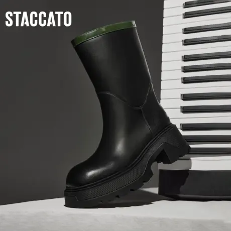 思加图冬季新款英伦风牛仔靴短靴瘦瘦靴厚底时装靴女S8808DZ3图片