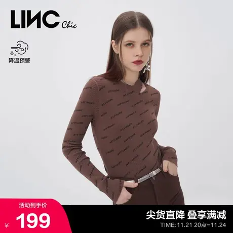 LINCCHIC金羽杰针织衫复古修身内搭打底衫针织衫上衣女S223SW835商品大图