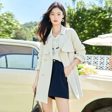 时尚淑女气质风衣外新款淑女简约温柔宽松中长款上衣商品大图