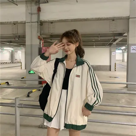 初中高中学生薄款休闲运动外套女初秋装2021新款学院风棒球服上衣商品大图