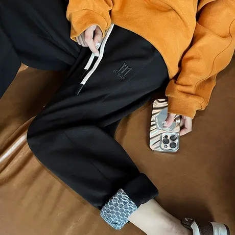 黑色羽绒裤女冬季新款外穿棉裤高腰宽松加厚小个子白鹅绒哈伦裤子图片