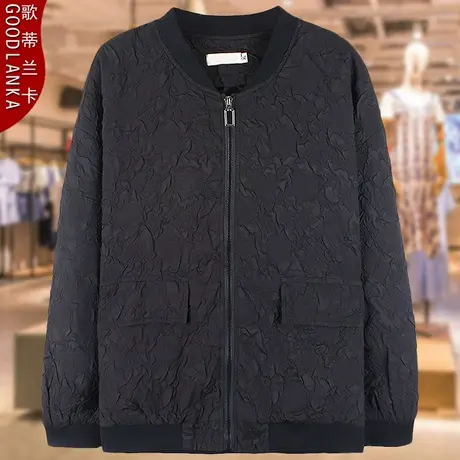 中年妈妈装春秋装新款洋气时尚立领外套加肥加大码女装宽松夹克衫图片