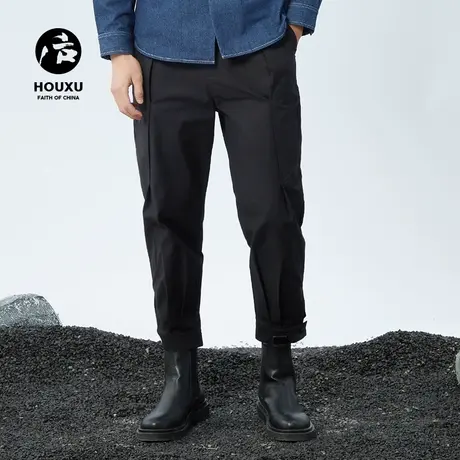 后序休闲裤男修身小脚裤男锥形裤原创设计师春季黑色裤子男百搭图片