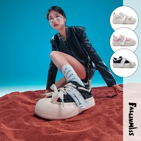 非谜大头鞋面包鞋夏新款帆布鞋女超火系带小白鞋透气百搭板鞋ins图片