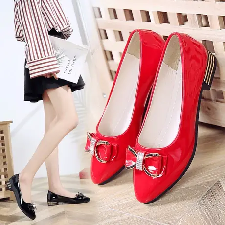 单鞋女鞋2024新款百搭妈妈鞋春秋女士软底软皮鞋夏季红色结婚宴鞋商品大图