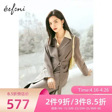 伊芙丽连衣裙春秋新品轻奢长袖气质高级感中长款裙子女1D1990281Q商品大图