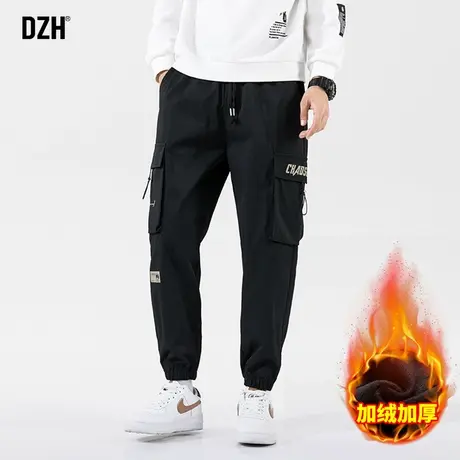 男士冬季加绒裤子男工装裤男款潮牌束脚休闲裤2024年新款冬装男裤商品大图