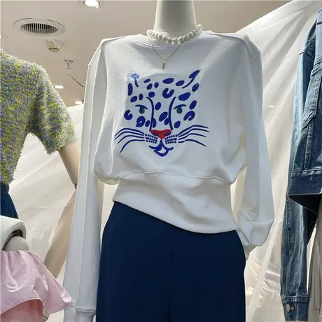 卫衣女春秋薄款2024新款ins潮慵懒风宽松短款收腰设计感长袖上衣商品大图