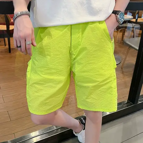 夏季休闲速干直筒薄款短裤潮牌潮男时尚痞帅小众多巴胺五分裤中裤商品大图