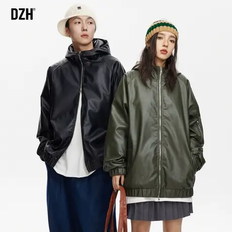 男士皮衣连帽外套男高级感痞帅男装2024春季衣服男款防风防水外衣商品大图