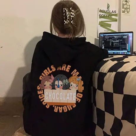 卫衣女秋冬加绒加厚连帽宽松慵懒风oversize小众设计感外套上衣潮商品大图