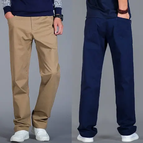 休闲裤男春秋款宽松直筒工装长裤加肥加大码男裤秋季厚款商务西裤商品大图