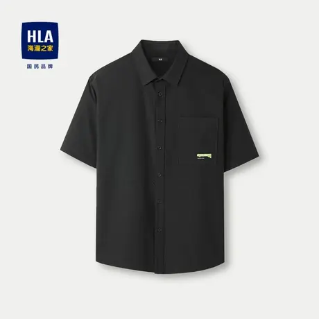 HLA/海澜之家时尚方领短袖休闲衬衫2024春夏新款胸前口袋衬衣男商品大图